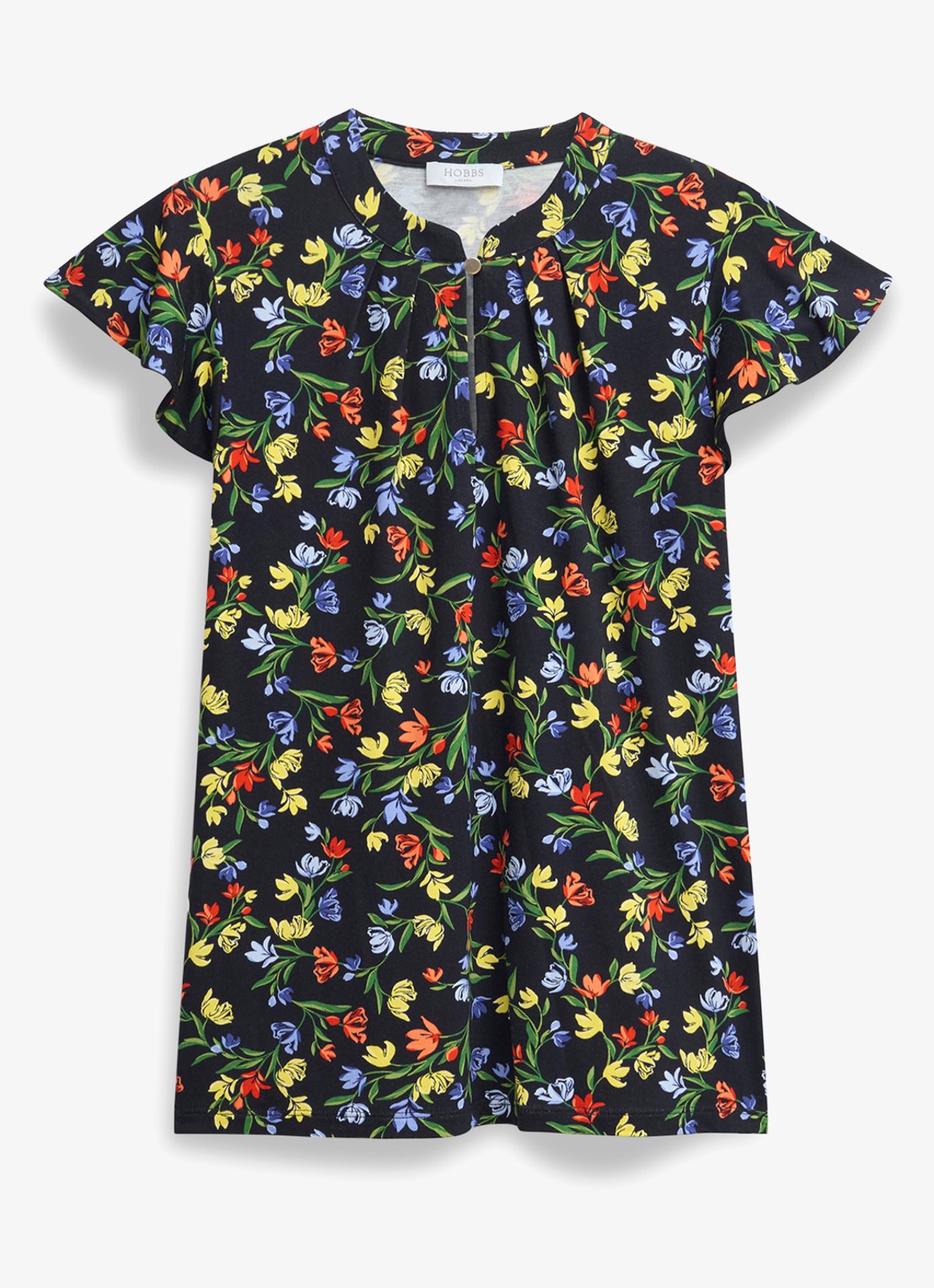 Hobbs Lila tuniek met bloemenprint - voorkant zwart