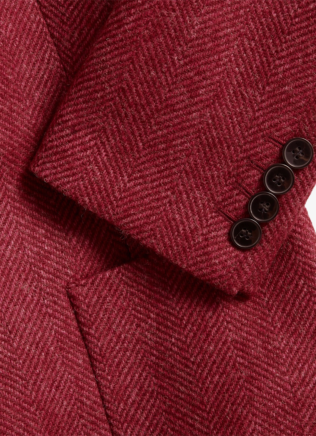 Hobbs Lilla single-breasted blazer van wol met visgraatdessin - detail 3 donkerroze
