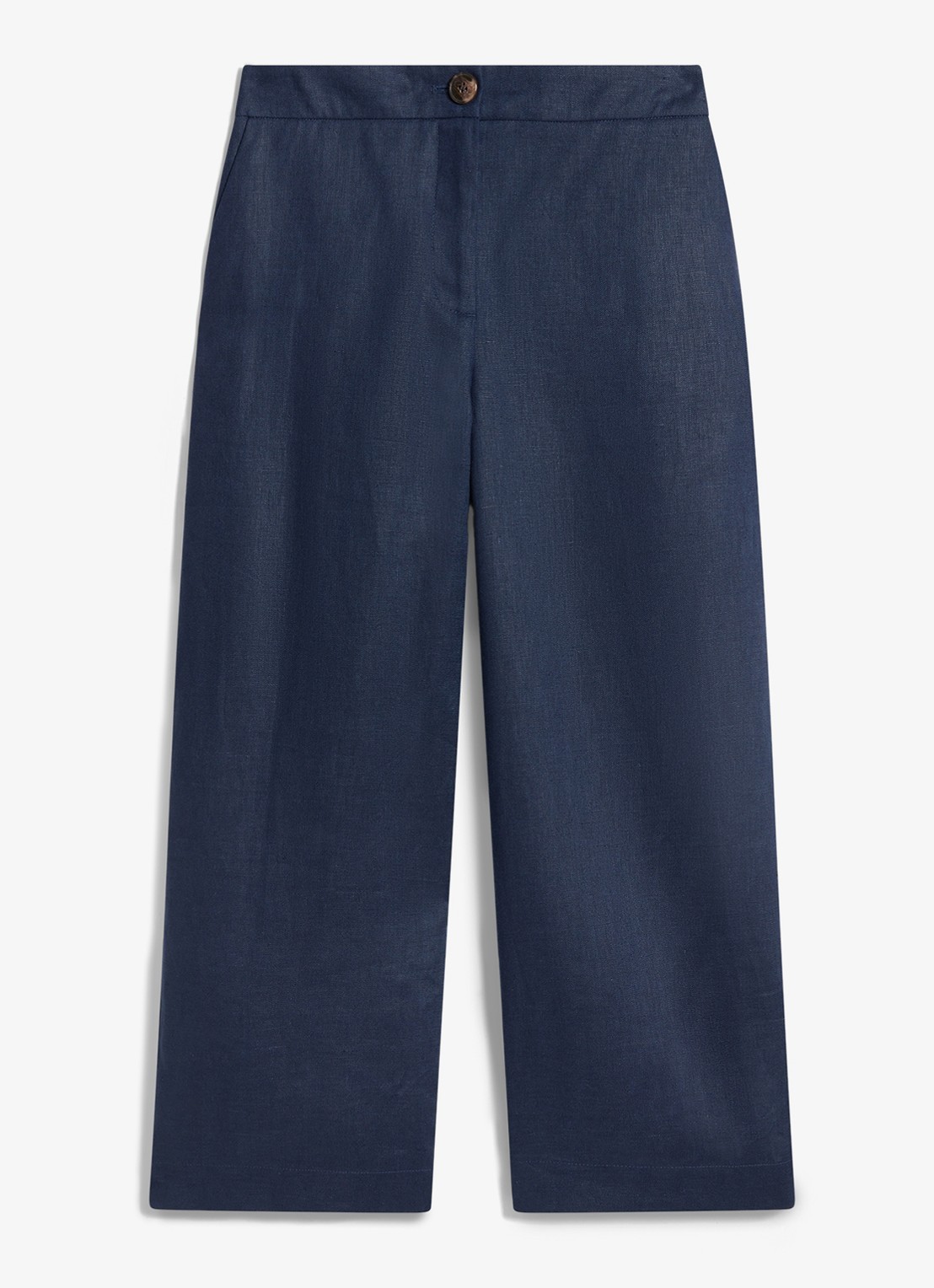 Hobbs Lillie high waist cropped loose fit pantalon van linnen - voorkant 4 donkerblauw