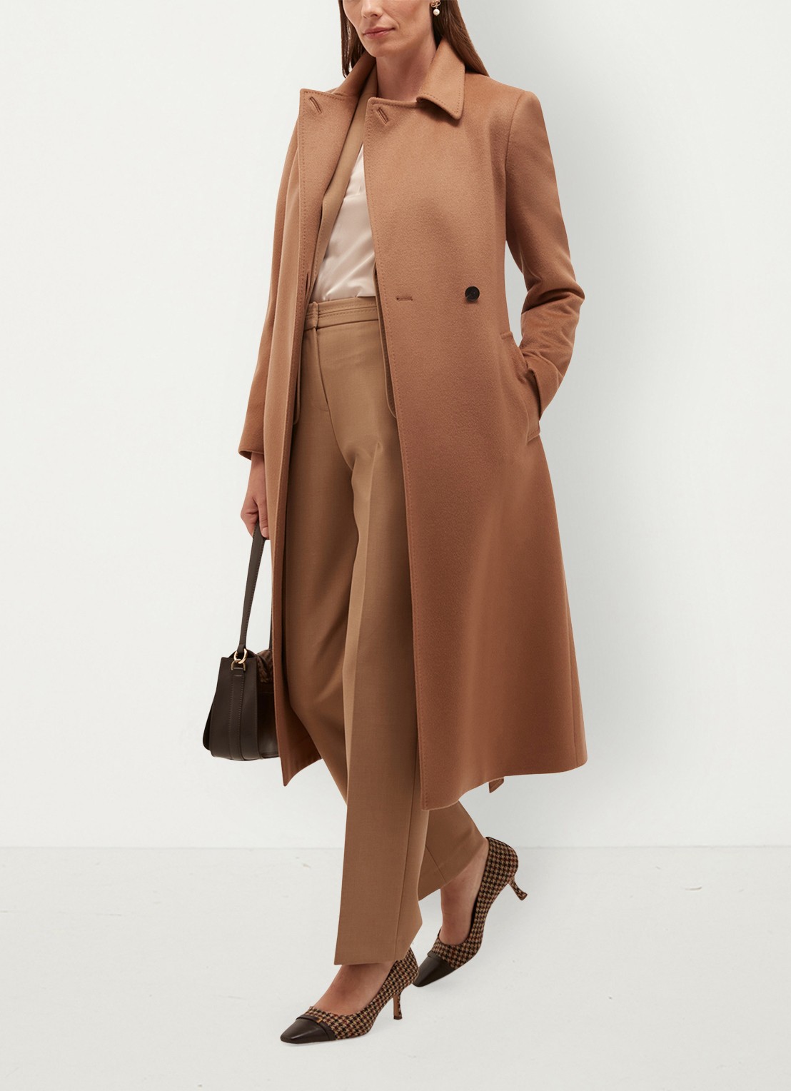 Hobbs Livia mantel van wol met strikceintuur - detail 5 camel
