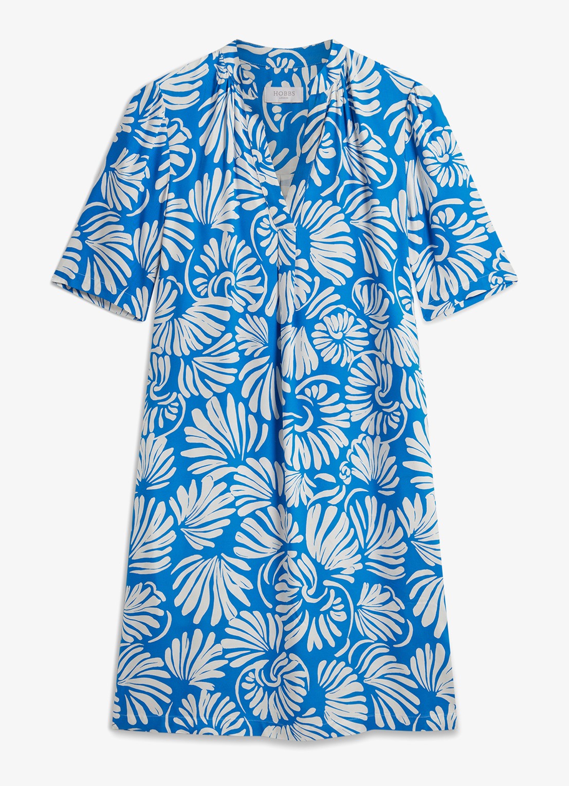 Hobbs Lucille mini tuniekjurk met print  - voorkant blauw