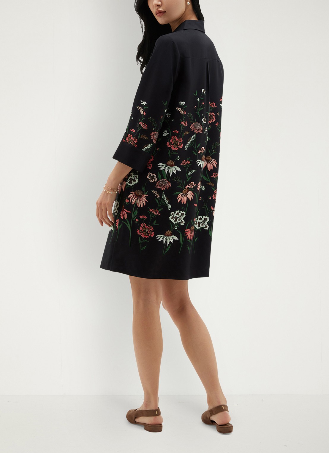 Hobbs Marci mini blousejurk met bloemenprint - achterkant 3 donkerblauw