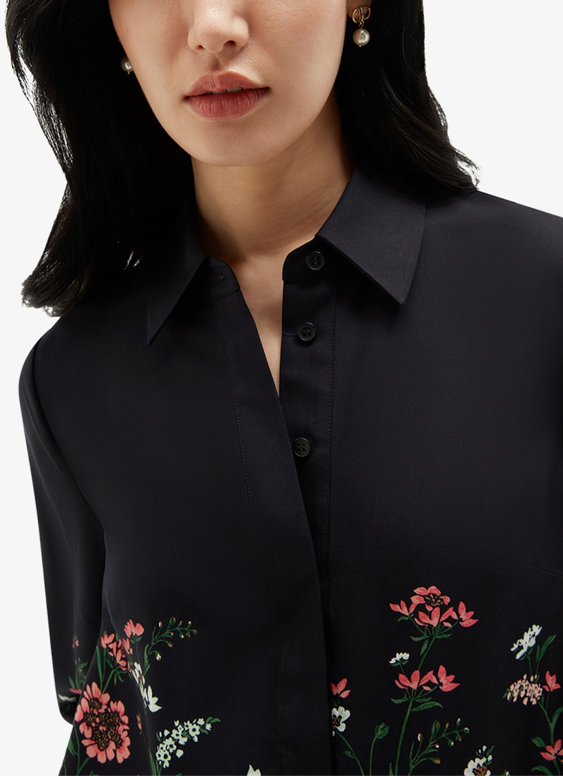 Hobbs Marci mini blousejurk met bloemenprint - detail 6 donkerblauw