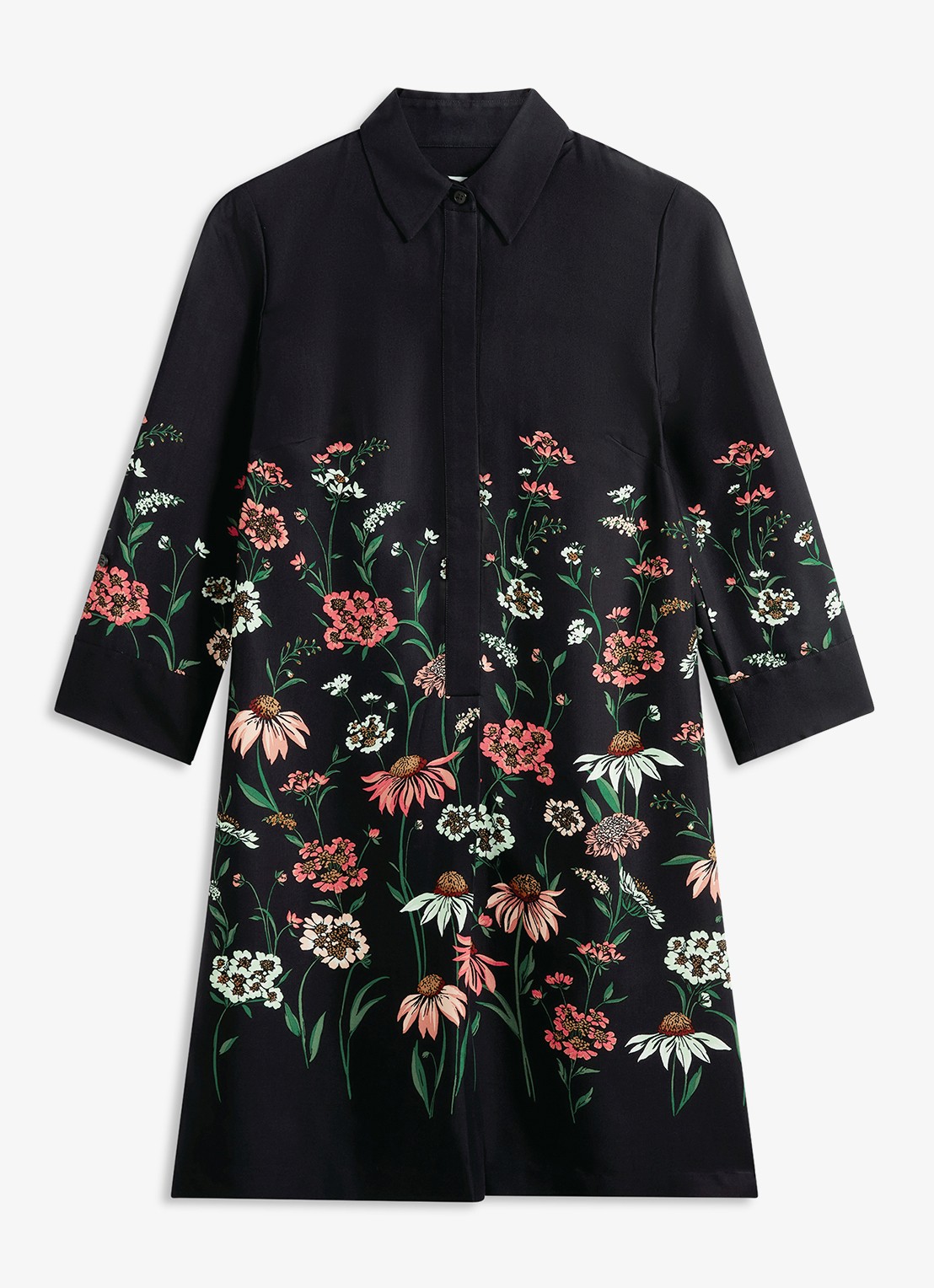 Hobbs Marci mini blousejurk met bloemenprint - voorkant donkerblauw