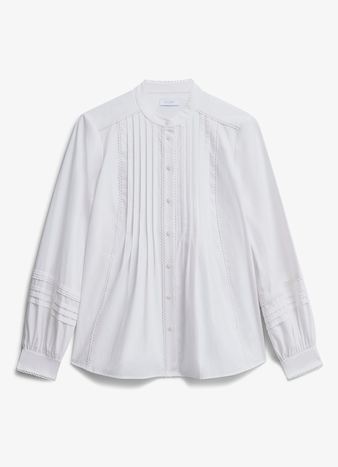 Hobbs Mariette blouse met plooien  - voorkant ivoor