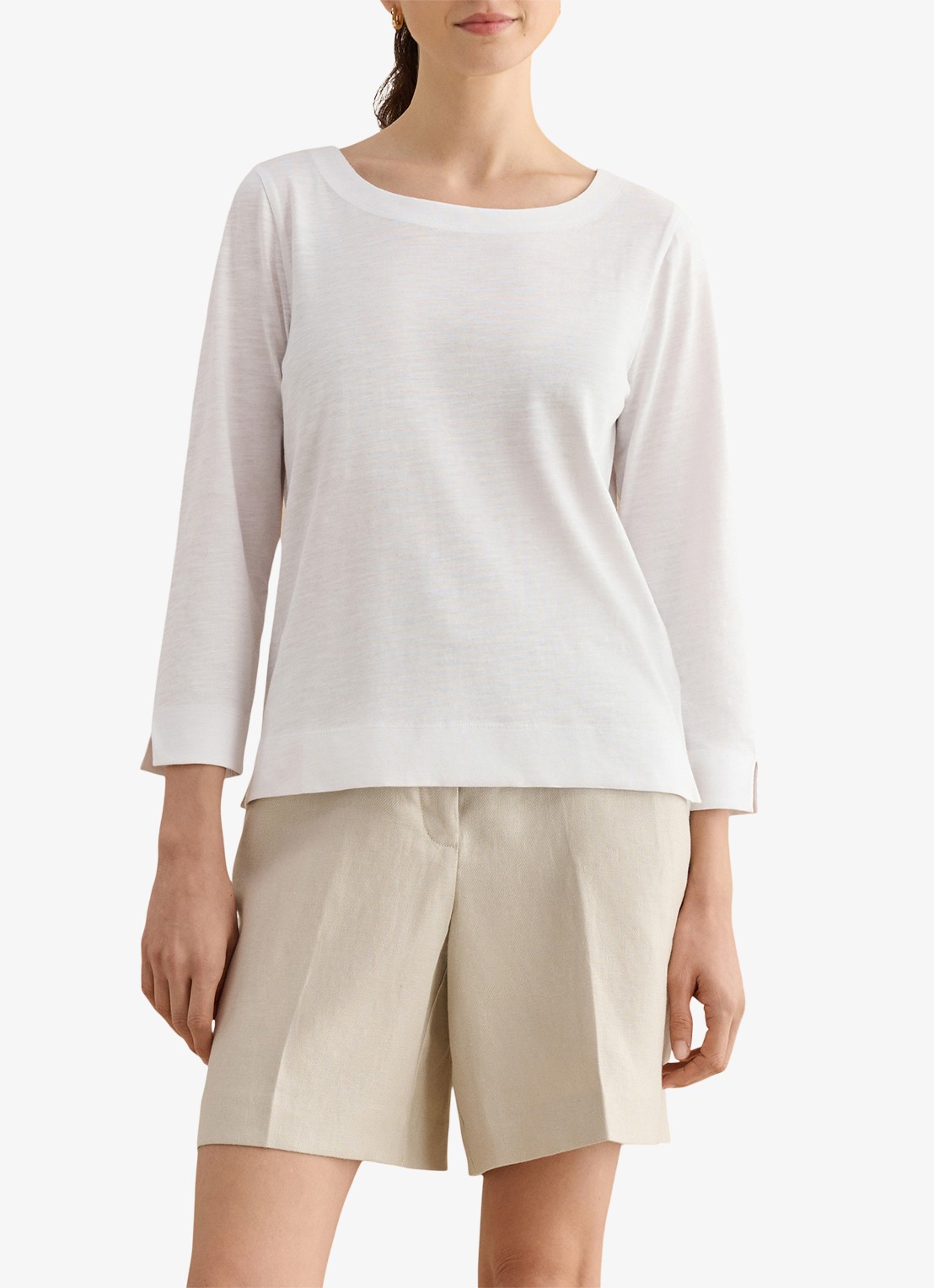 Hobbs Martie longsleeve met boothals - detail 3 wit