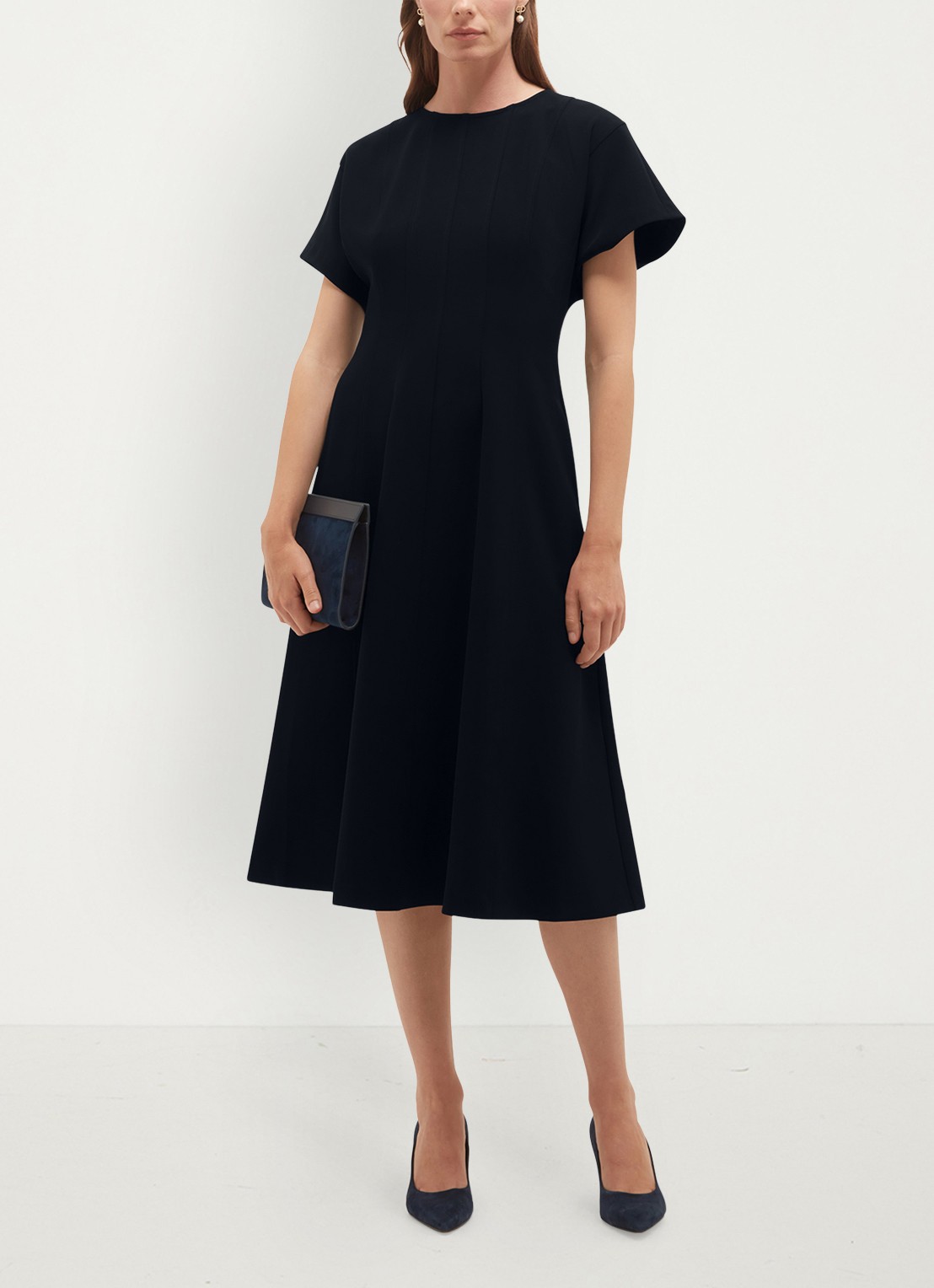 Hobbs Melina mini jurk met plooien - detail 2 donkerblauw