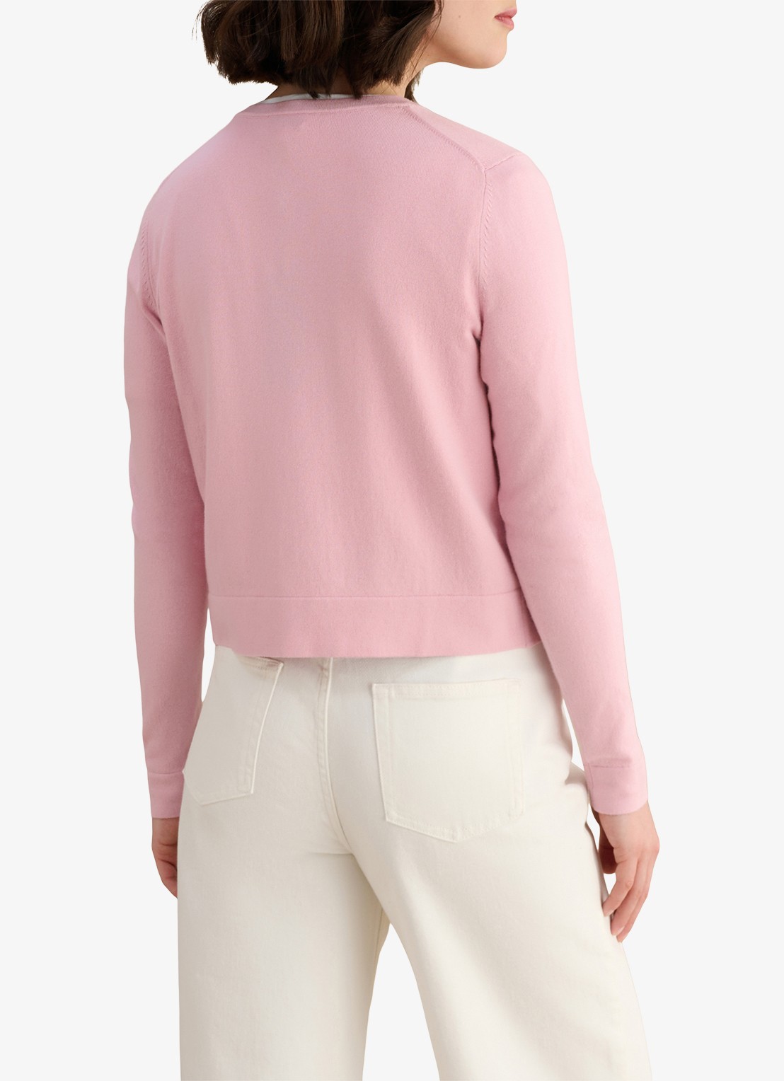 Hobbs Michelle fijngebreid vest met ronde hals - achterkant roze