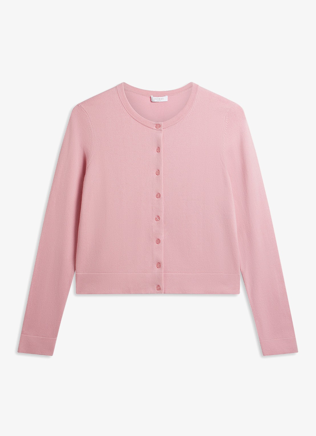 Hobbs Michelle fijngebreid vest met ronde hals - voorkant 2 roze