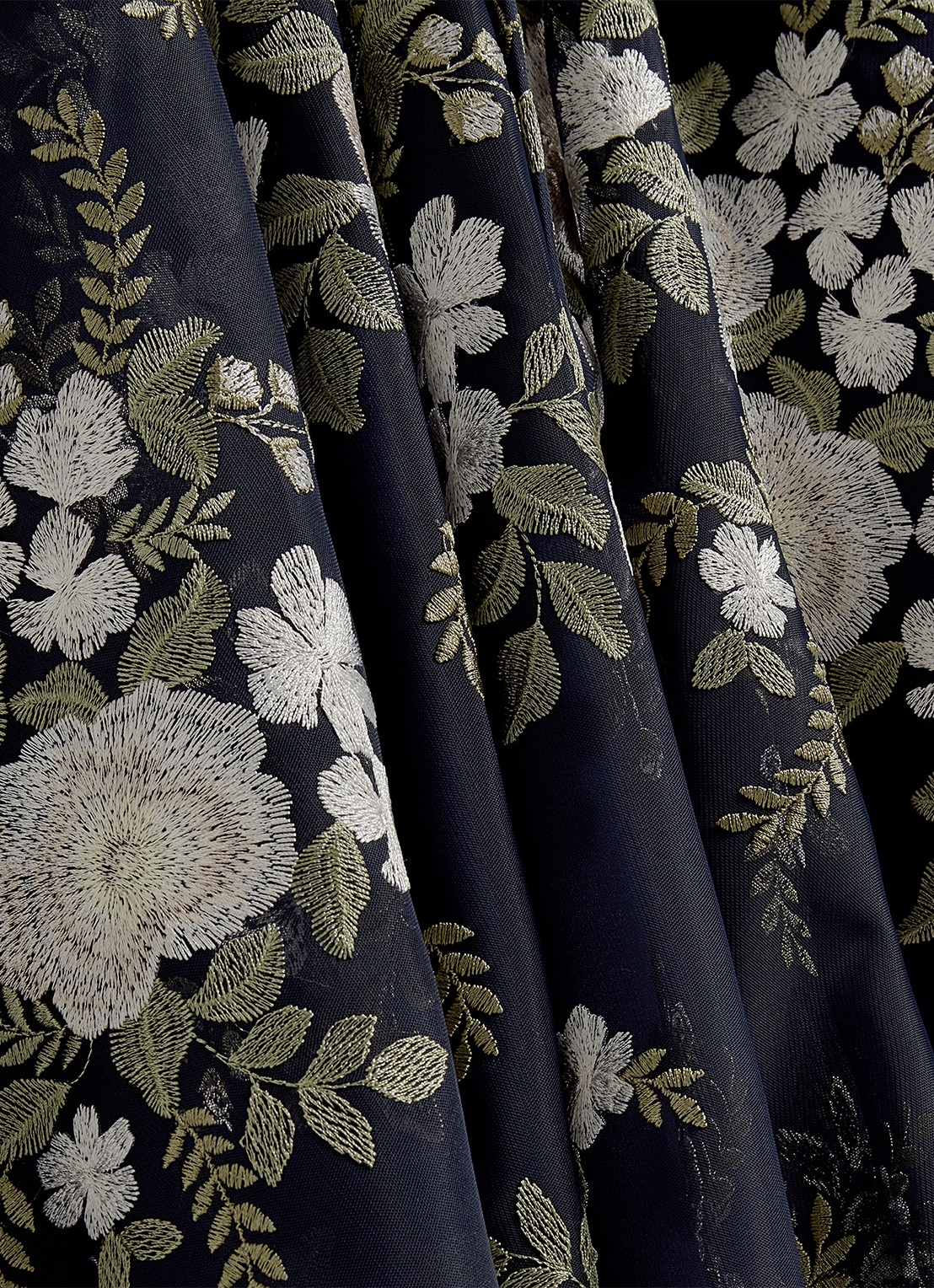 Hobbs Midi jurk met bloemenprint met V-hals - detail 4 donkerblauw