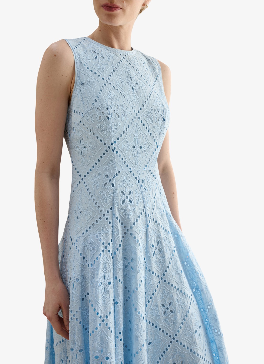 Hobbs Midi jurk met borduring - detail 3 lichtblauw