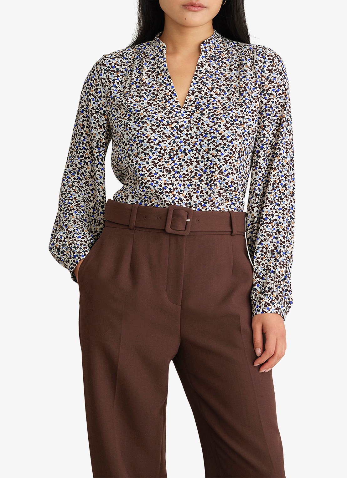 Hobbs Mila blouse met grafische print - detail 4 multicolor