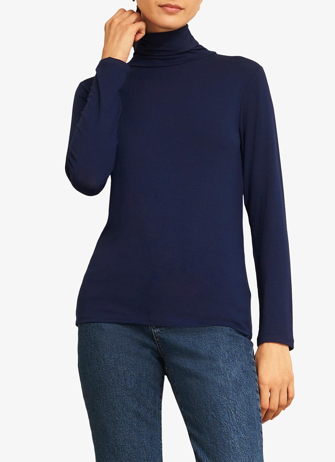 Hobbs Mischa top met col - detail donkerblauw