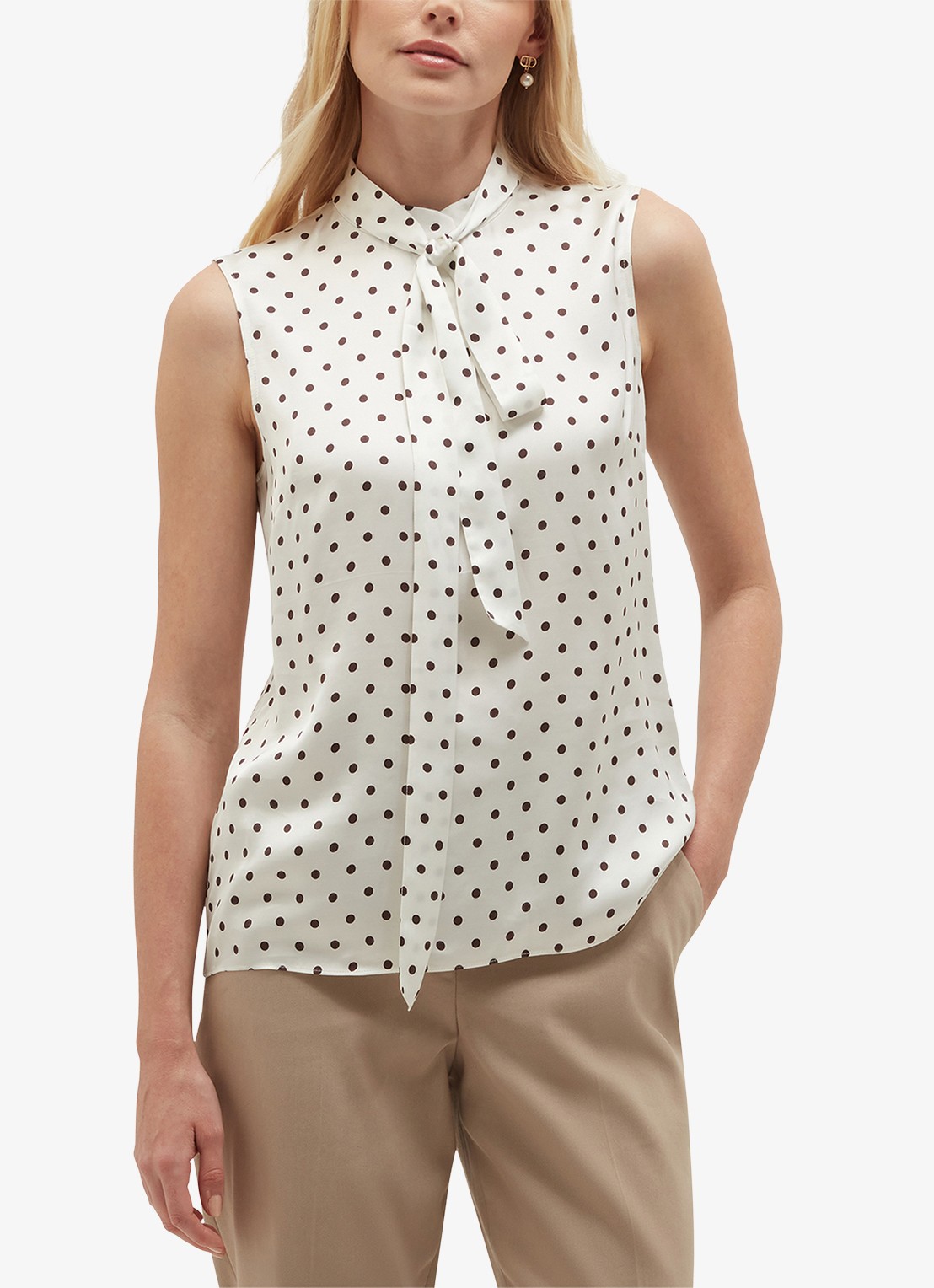 Hobbs Natasha top met stippenprint - detail 2 ivoor
