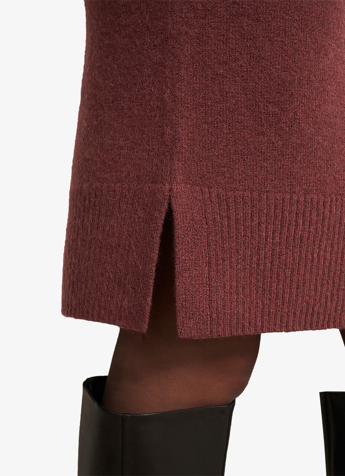 Hobbs Nessa fijngebreide midi jurk in wolblend - detail 2 bruin