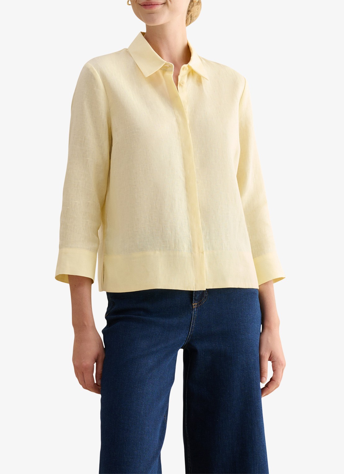 Hobbs Nita blouse van linnen - detail geel