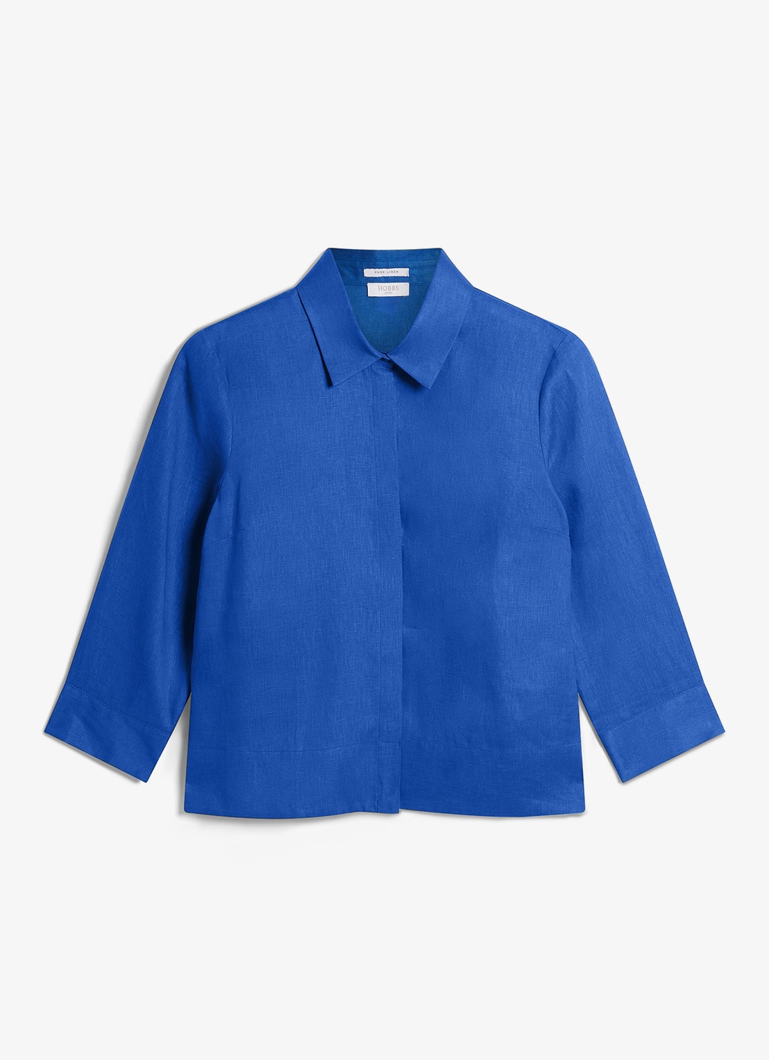 Hobbs Nita blouse van linnen - voorkant 4 blauw