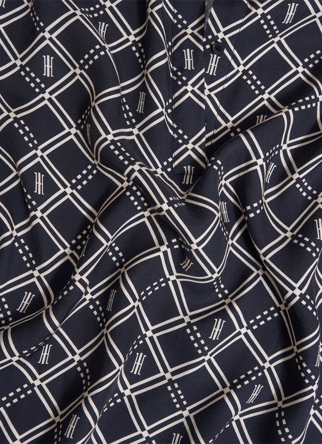 Hobbs Paulina blouse met grafische print  - detail 5 donkerblauw