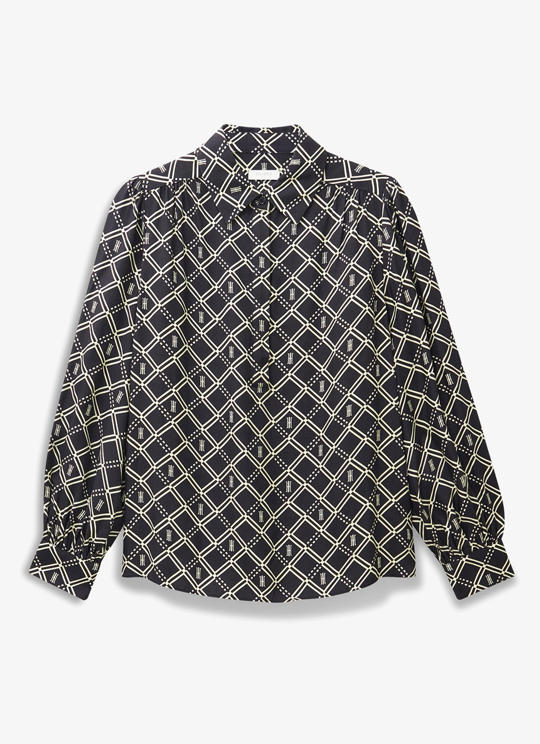 Hobbs Paulina blouse met grafische print  - voorkant 6 donkerblauw