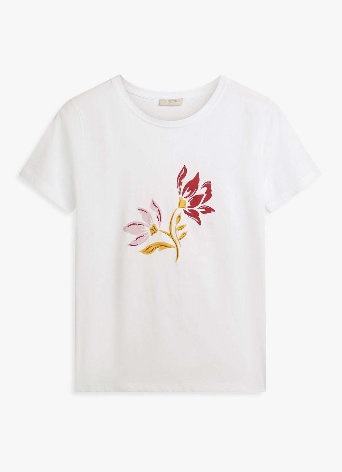 Hobbs Pixie T-shirt met print en ronde hals - voorkant wit