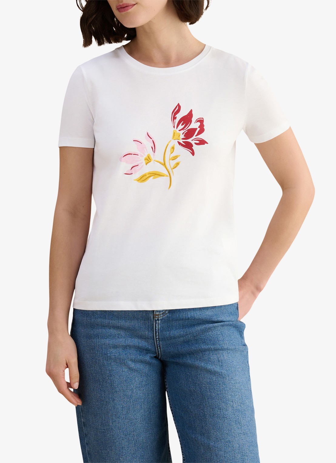Hobbs Pixie T-shirt met print en ronde hals - voorkant 2 wit