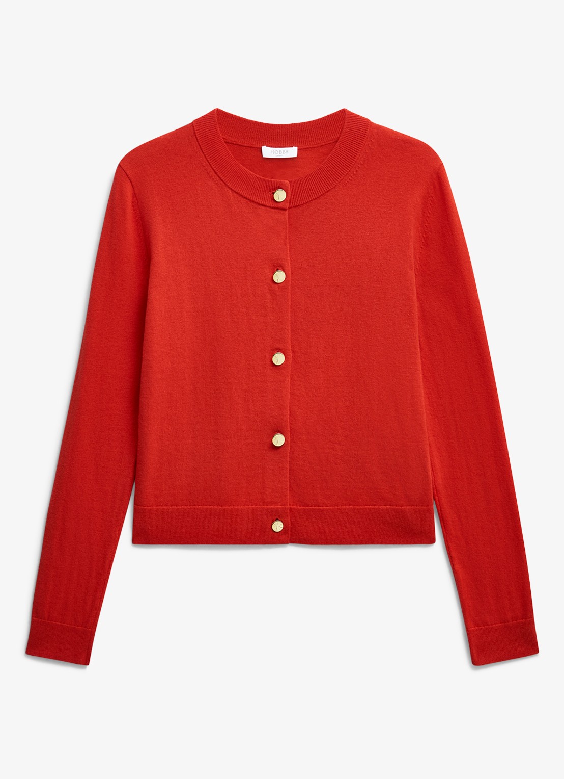 Hobbs Priya fijngebreid vest in merino wolbend - voorkant 5 rood