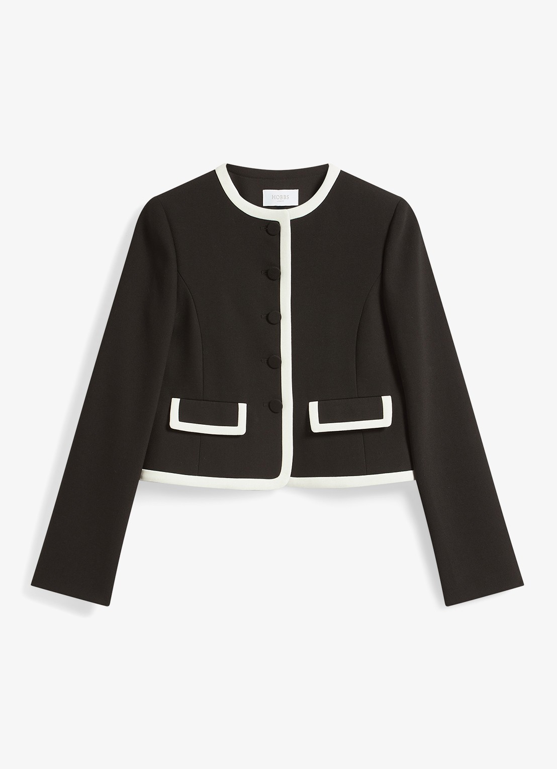 Hobbs Rosalind blazer met klepzakken - voorkant 2 zwart