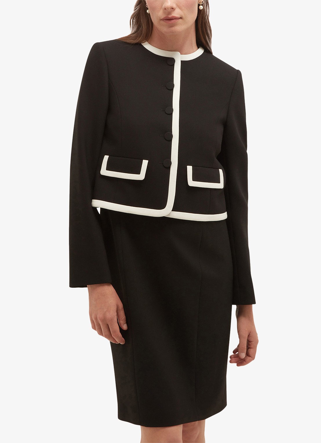 Hobbs Rosalind blazer met klepzakken - voorkant 3 zwart