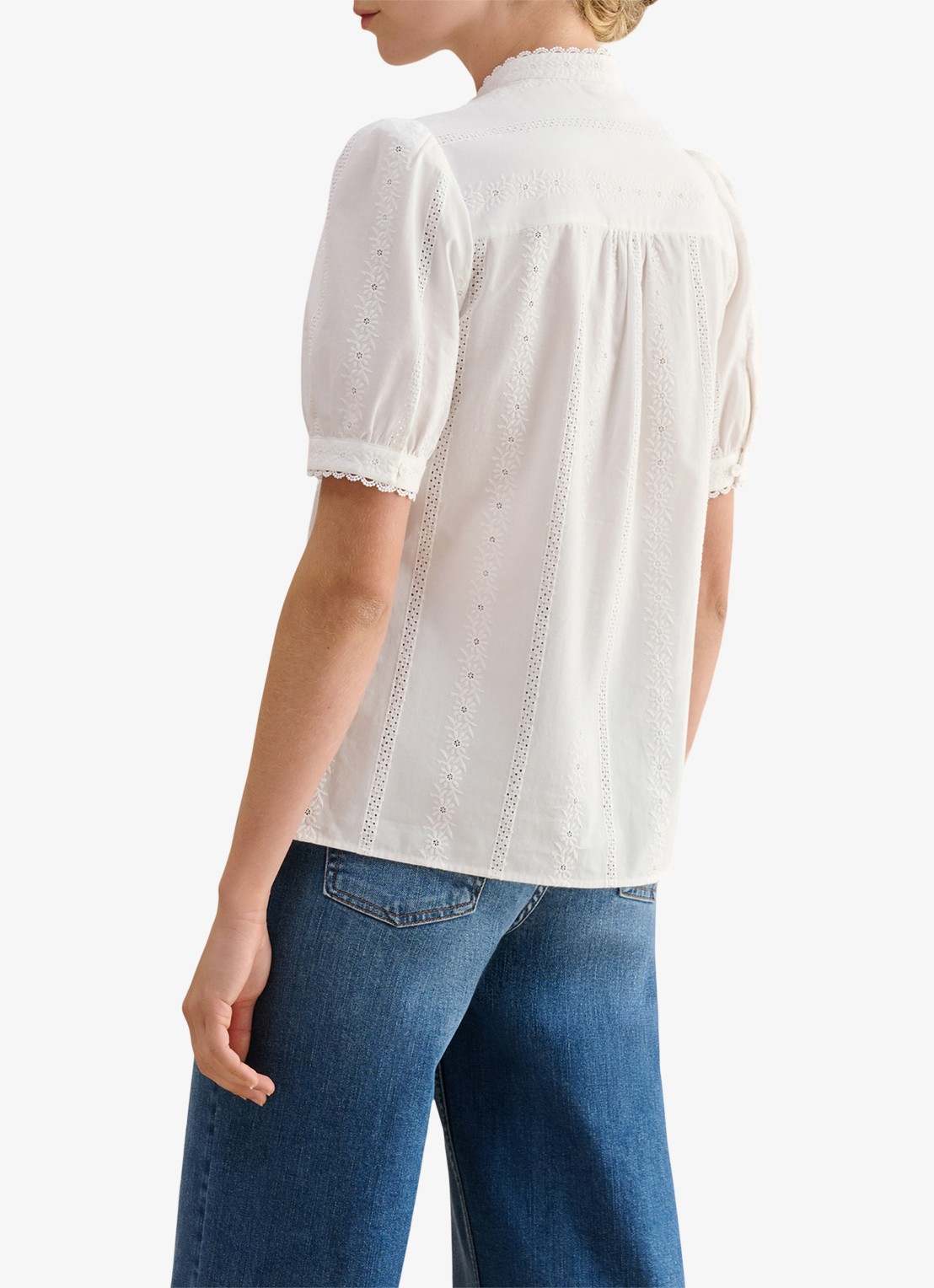Hobbs Sawyer blouse met borduring  - achterkant 3 wit