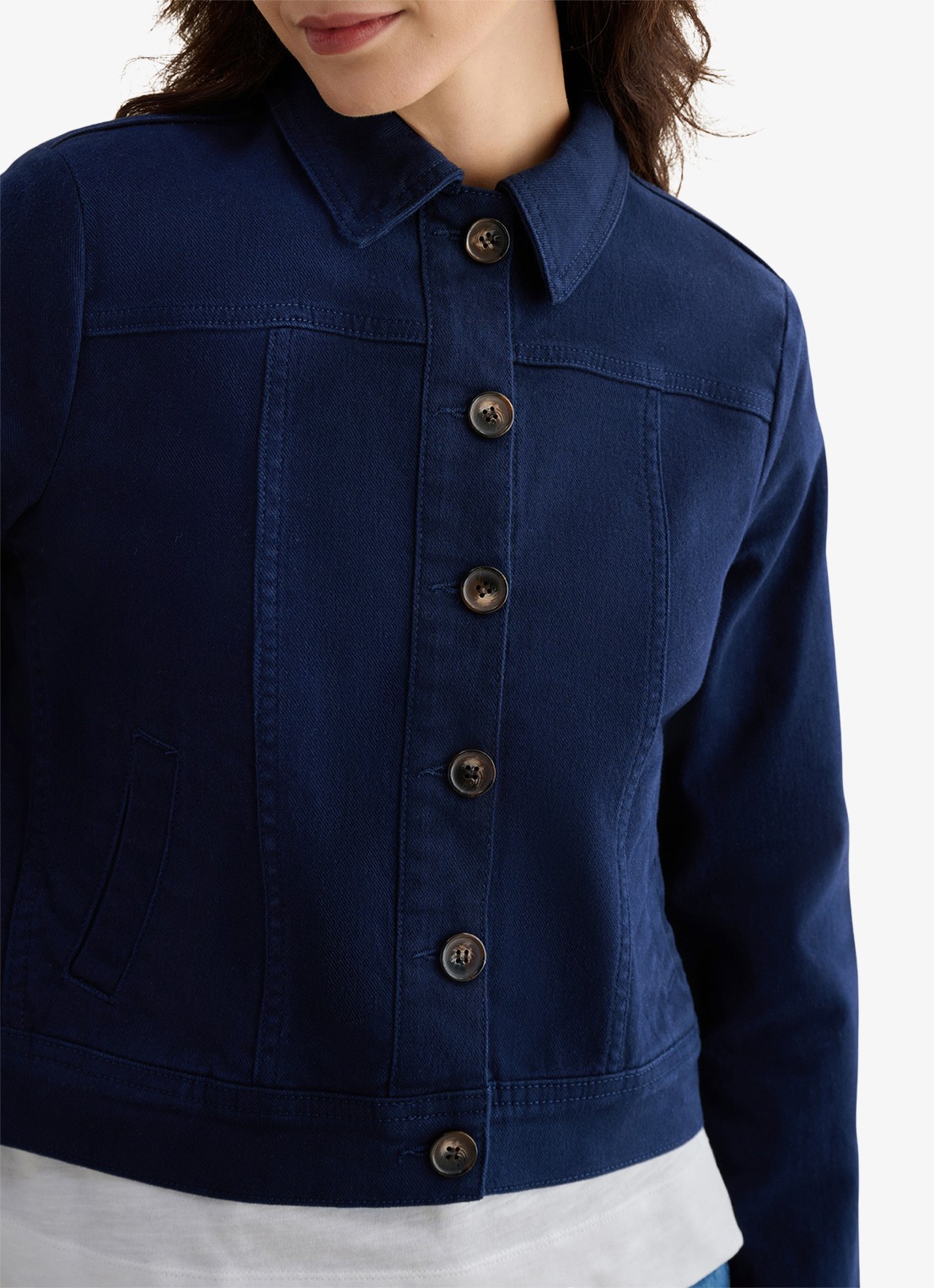 Hobbs Selborne spijkerjas met steekzakken - detail 3 donkerblauw