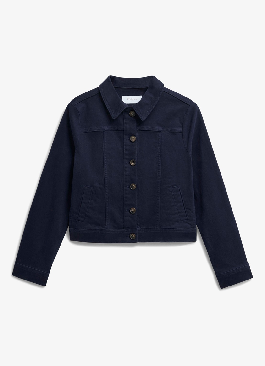 Hobbs Selborne spijkerjas met steekzakken - voorkant 4 donkerblauw