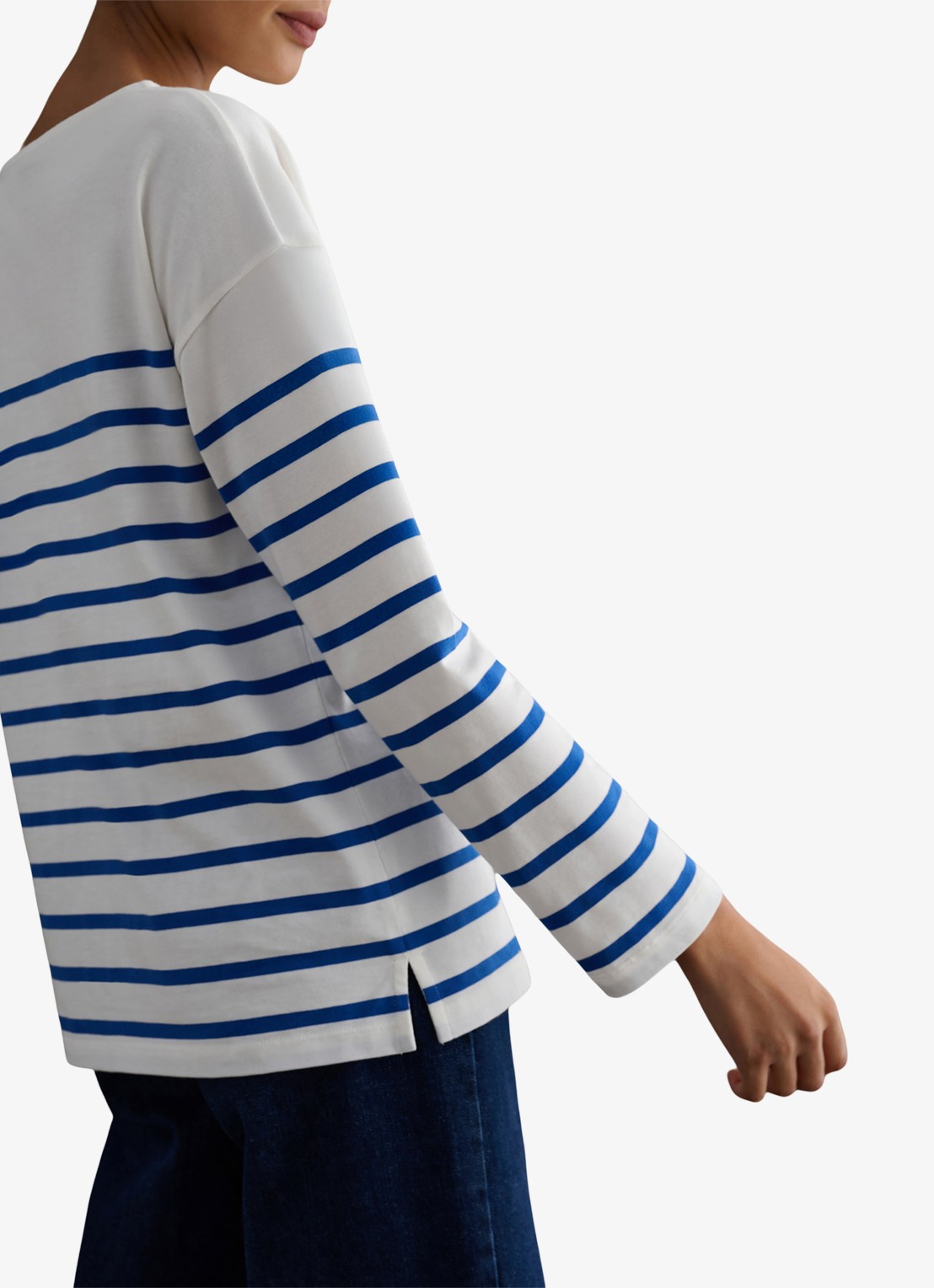 Hobbs Sian longsleeve met streepprint - detail blauw