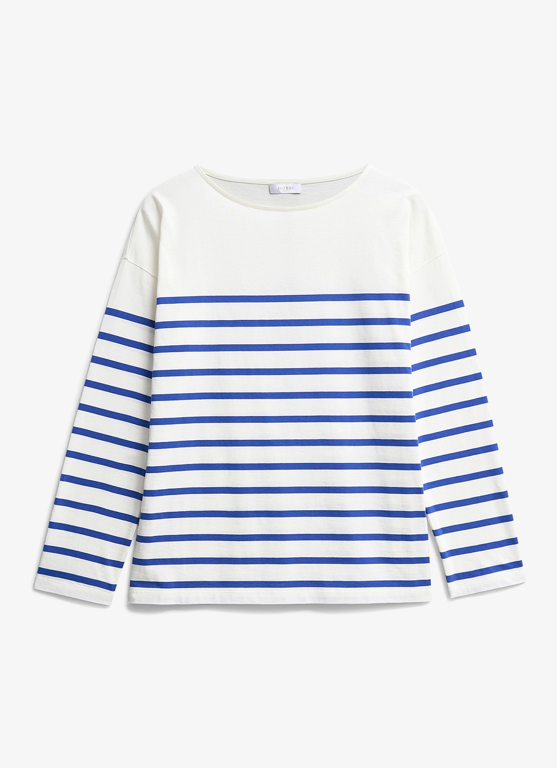 Hobbs Sian longsleeve met streepprint - voorkant 3 blauw