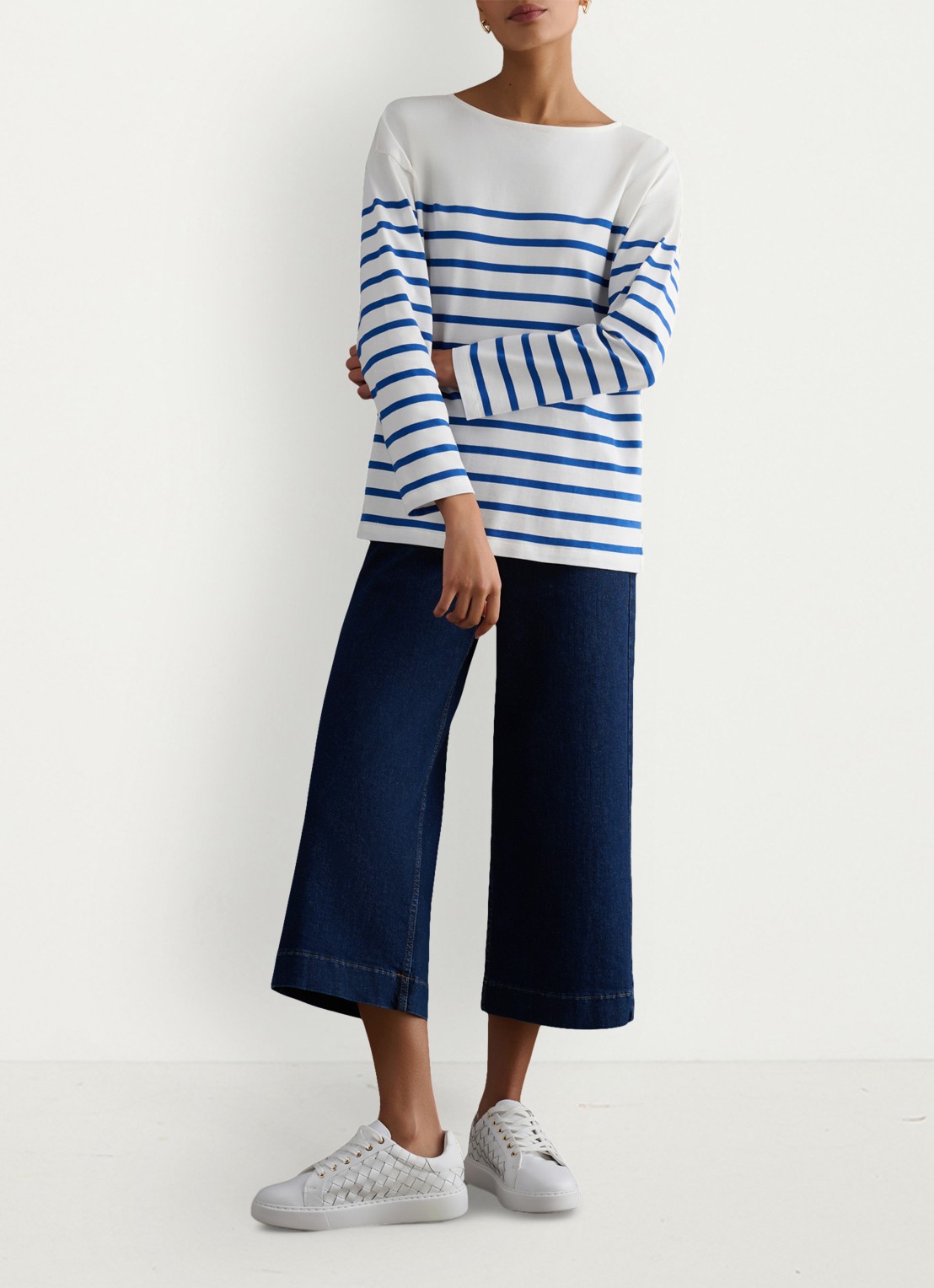 Hobbs Sian longsleeve met streepprint - voorkant 4 blauw