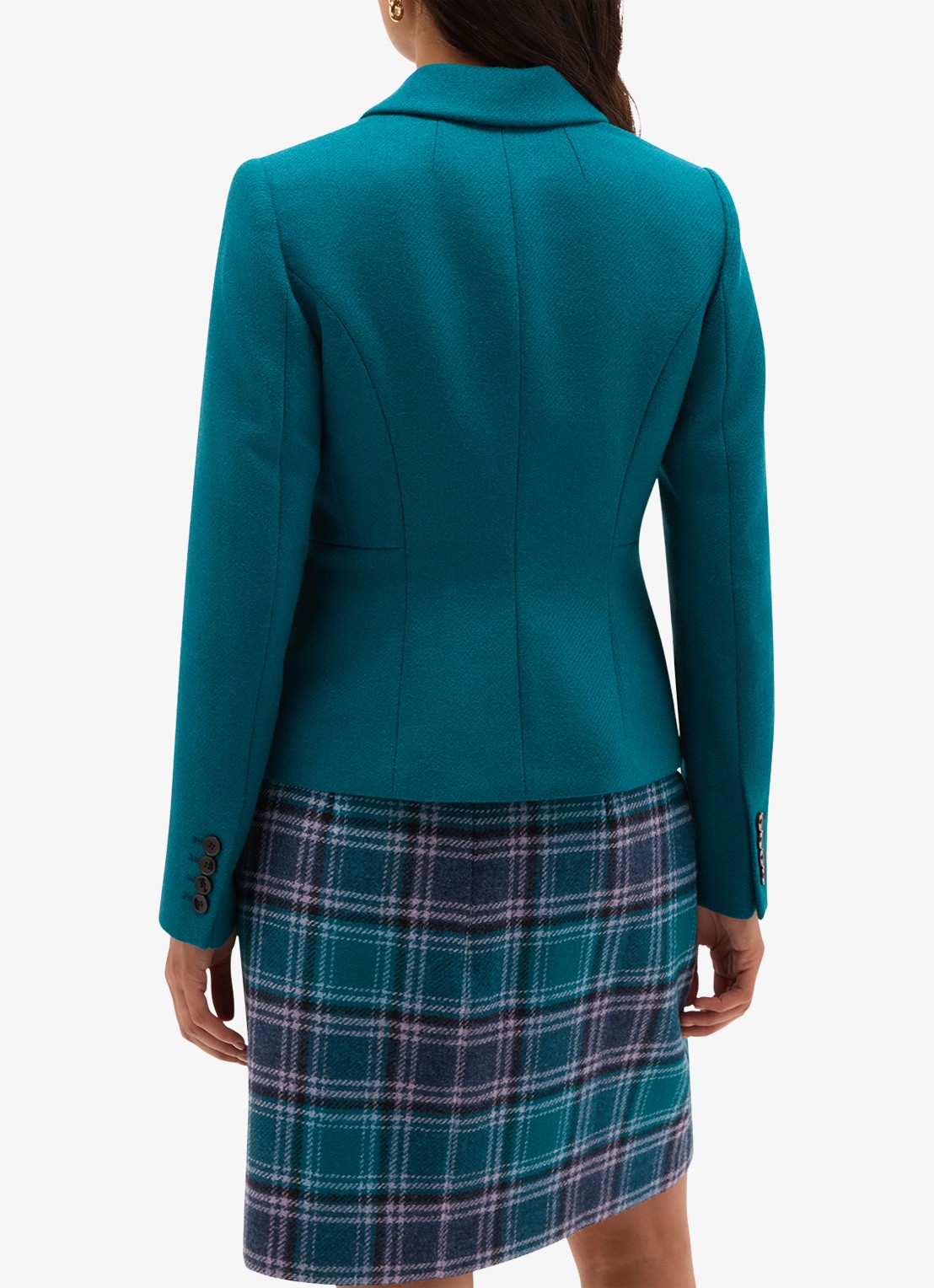Hobbs Single-breasted blazer van wol - achterkant 7 petrol