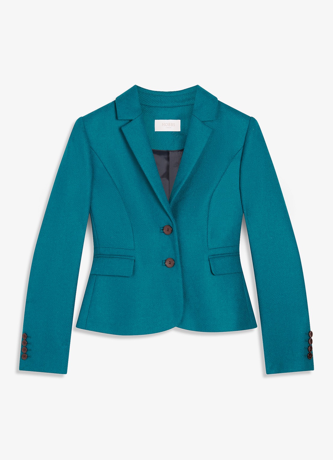 Hobbs Single-breasted blazer van wol - voorkant petrol