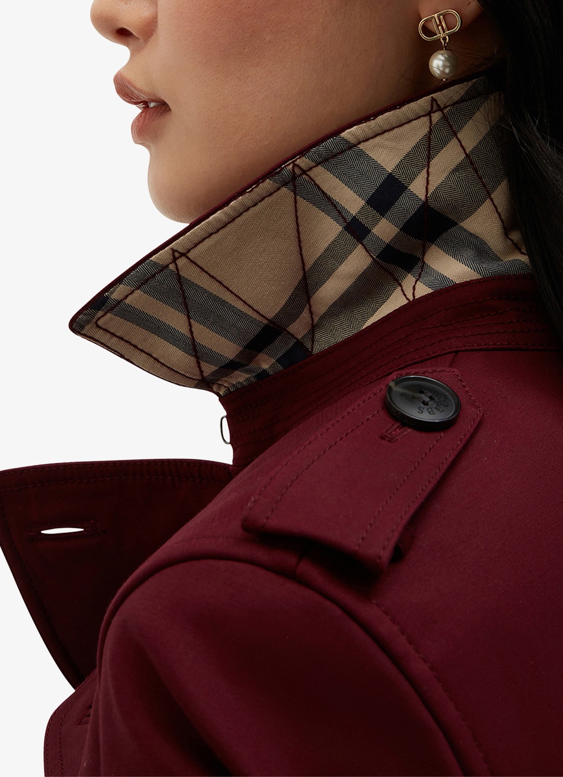 Hobbs Skylar double-breasted trenchcoat met strikceintuur - detail 5 bordeauxrood