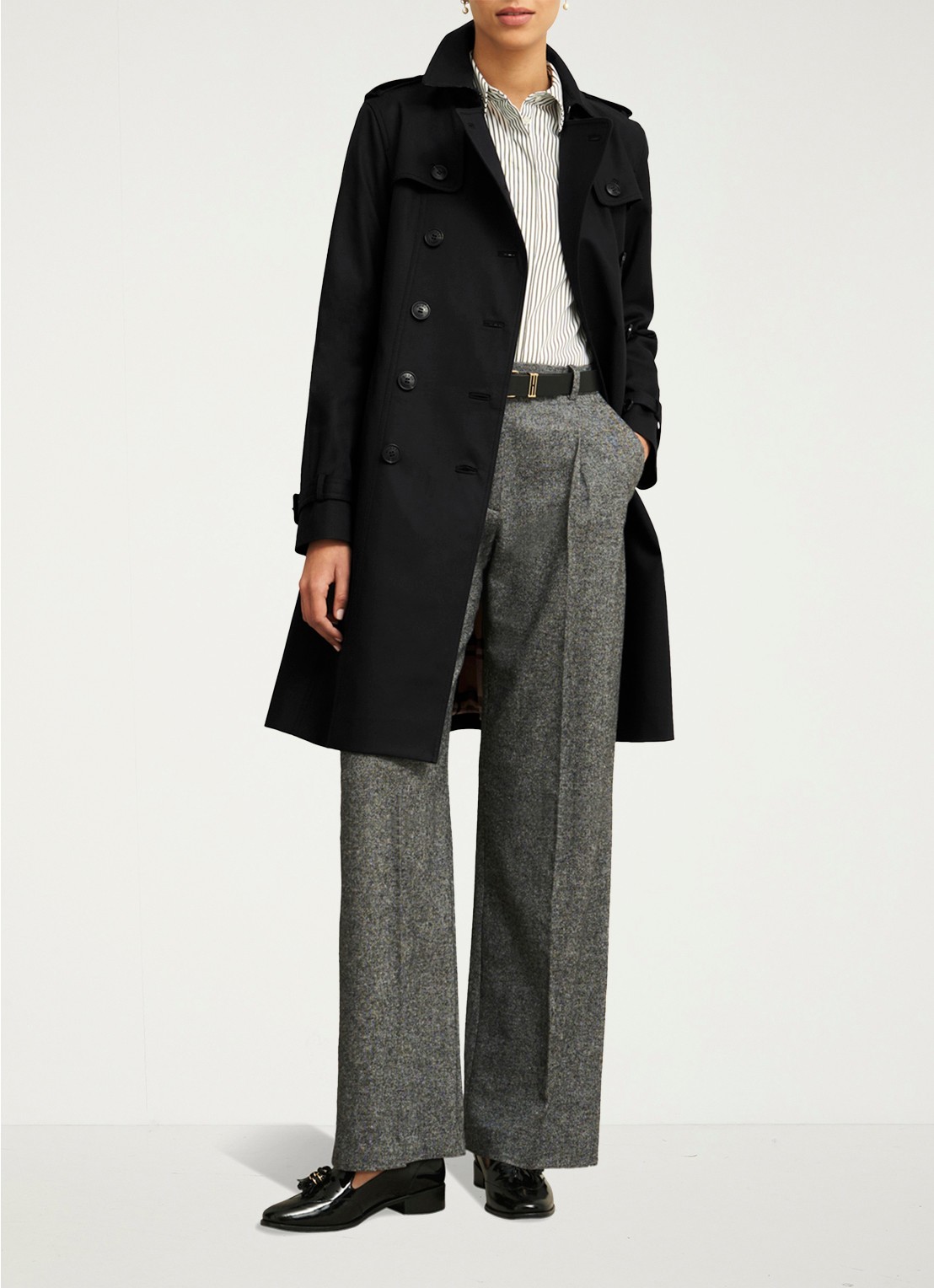 Hobbs Skylar trenchcoat met steekzakken - voorkant 2 zwart
