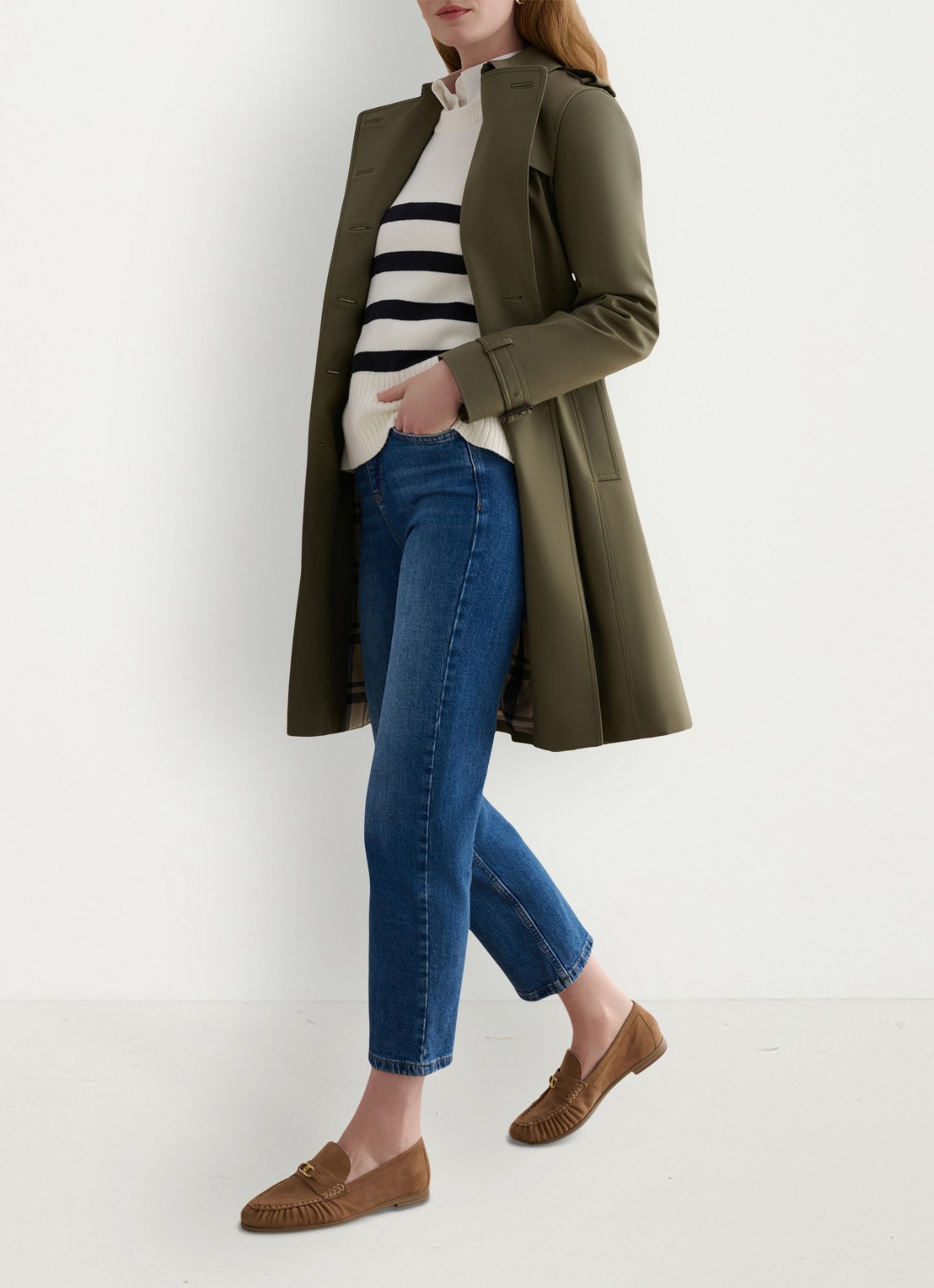 Hobbs Skylar trenchcoat met steekzakken - detail 5 olijfgroen