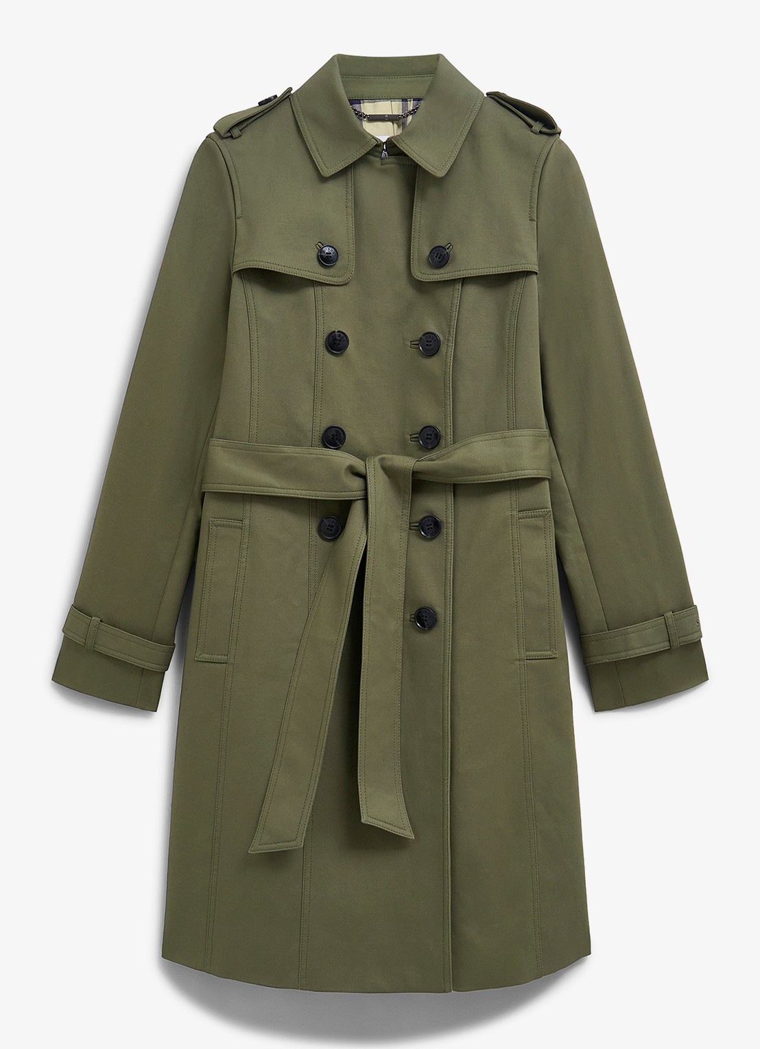 Hobbs Skylar trenchcoat met steekzakken - voorkant 2 olijfgroen
