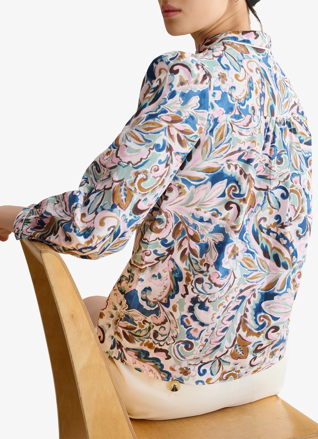 Hobbs Soraya blouse met print - achterkant donkerblauw