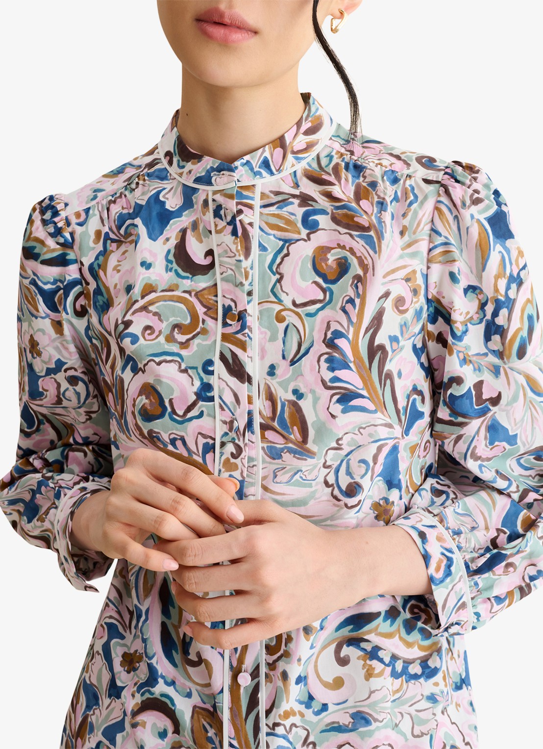 Hobbs Soraya blouse met print - detail 4 donkerblauw