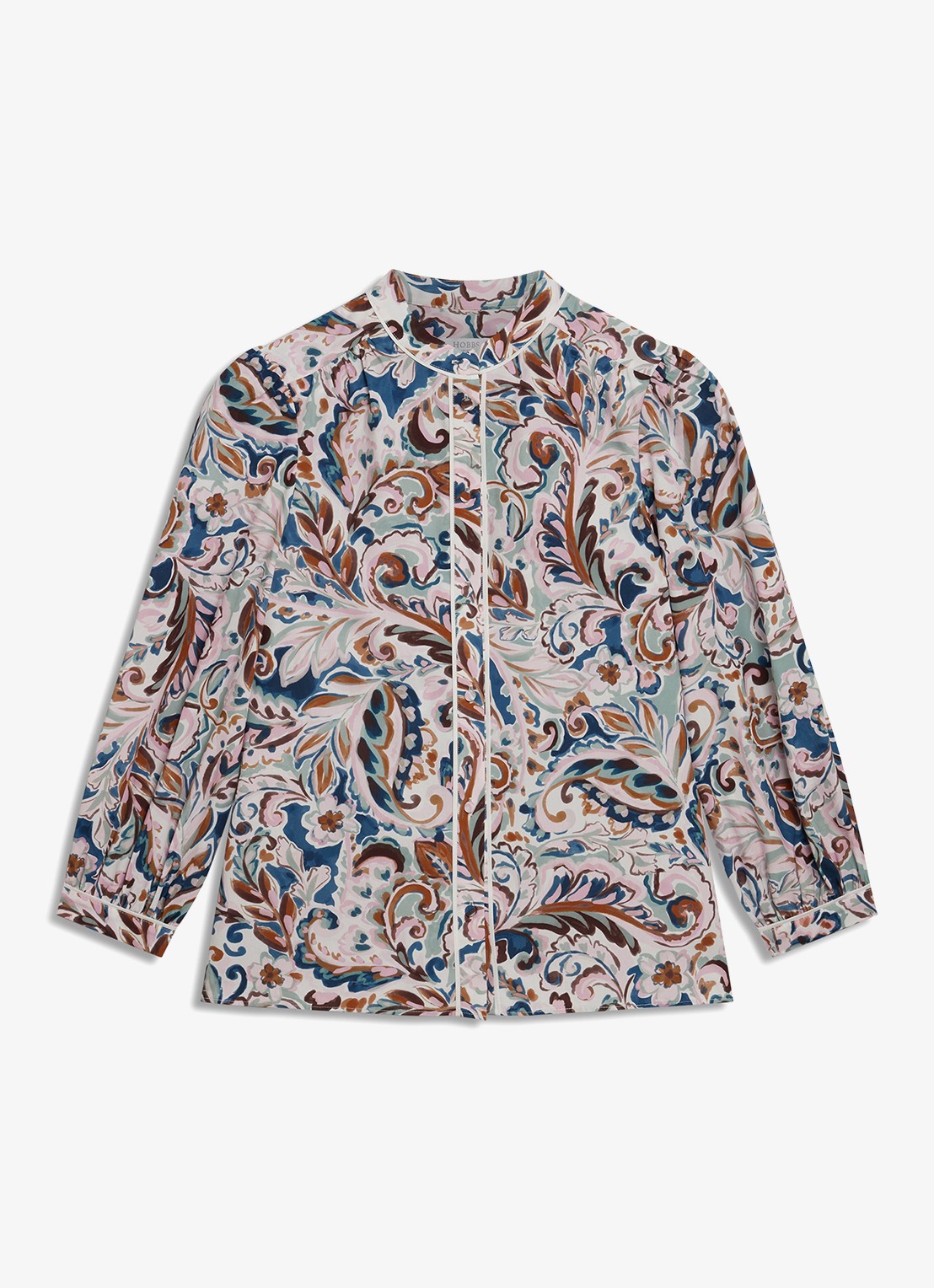 Hobbs Soraya blouse met print - voorkant 2 donkerblauw