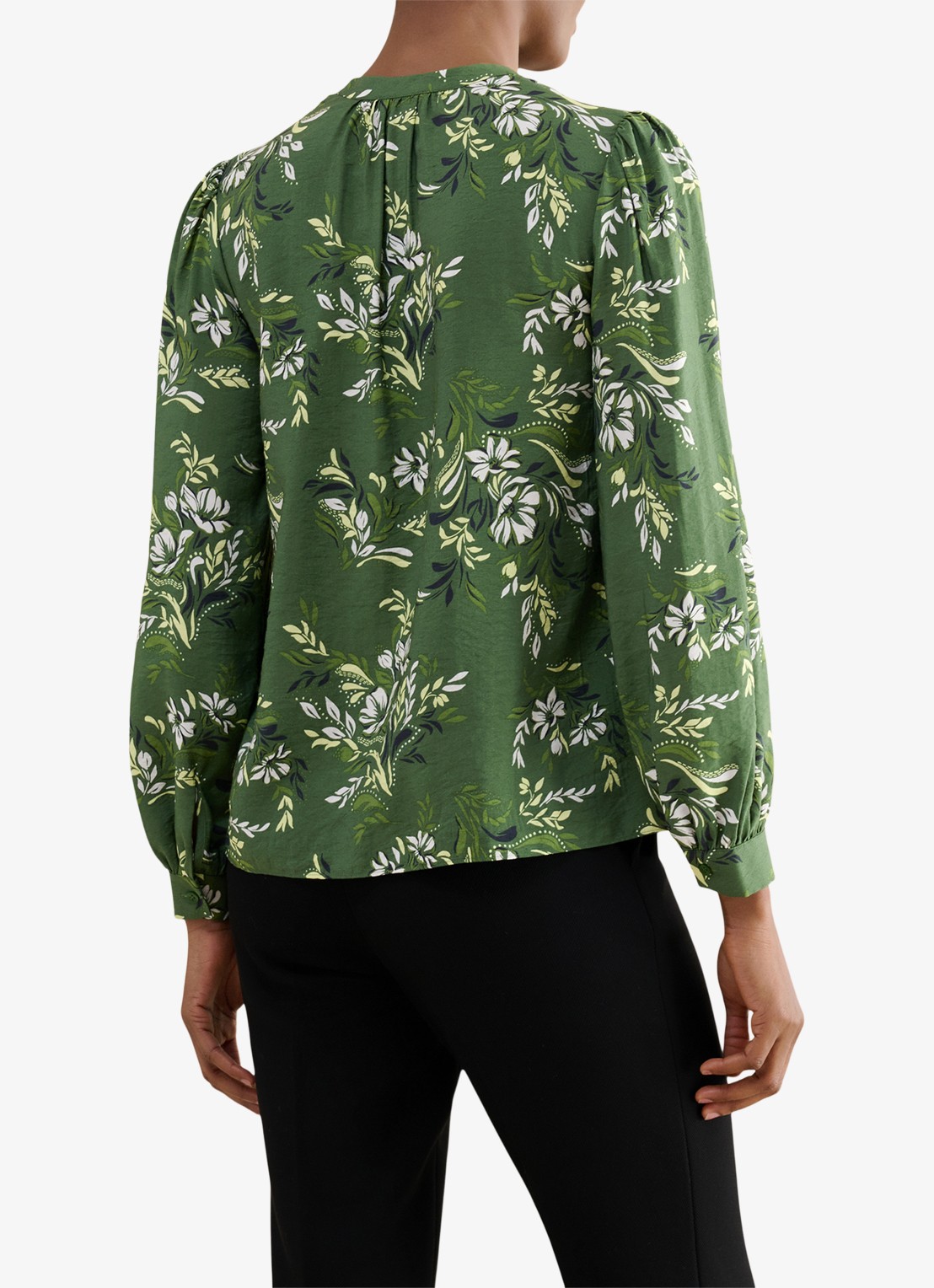 Hobbs Sylvia tuniek met pofmouw en print - achterkant 5 groen
