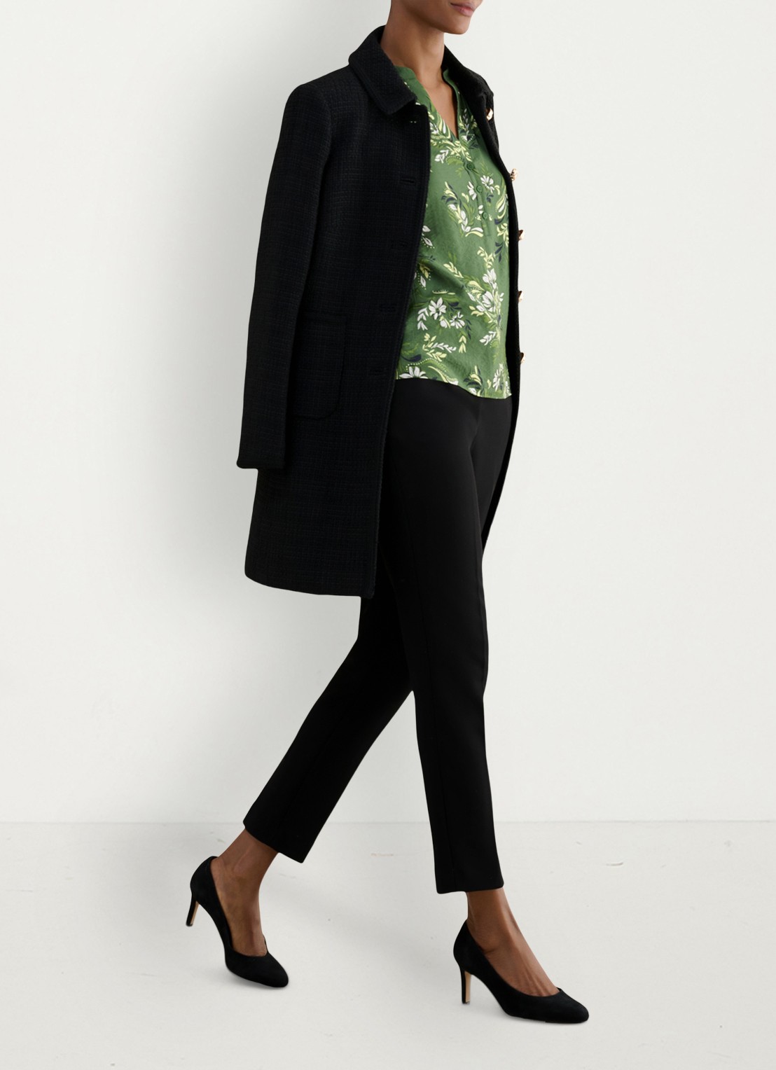 Hobbs Sylvia tuniek met pofmouw en print - detail 3 groen
