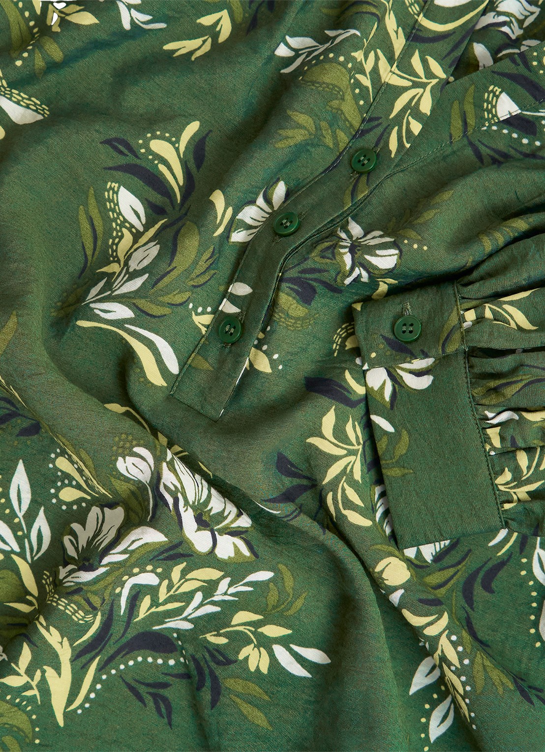 Hobbs Sylvia tuniek met pofmouw en print - detail 4 groen
