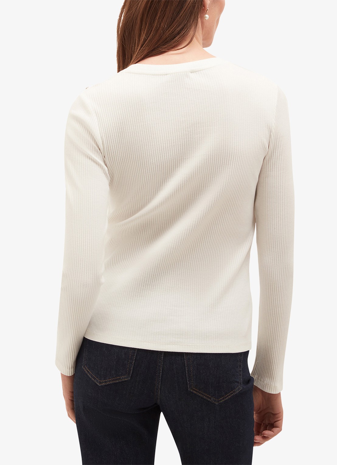 Hobbs Tamsin ribgebreide longsleeve met sierknopen - achterkant ivoor