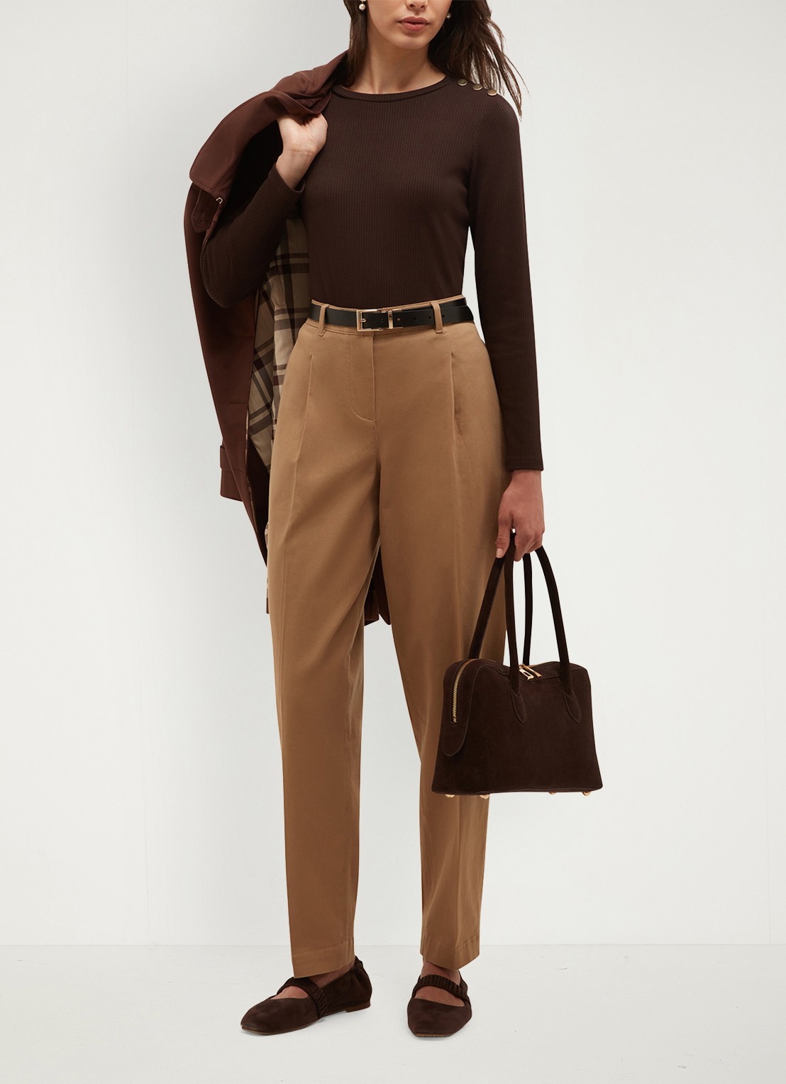 Hobbs Tamsin ribgebreide longsleeve met sierknopen - detail 5 bruin