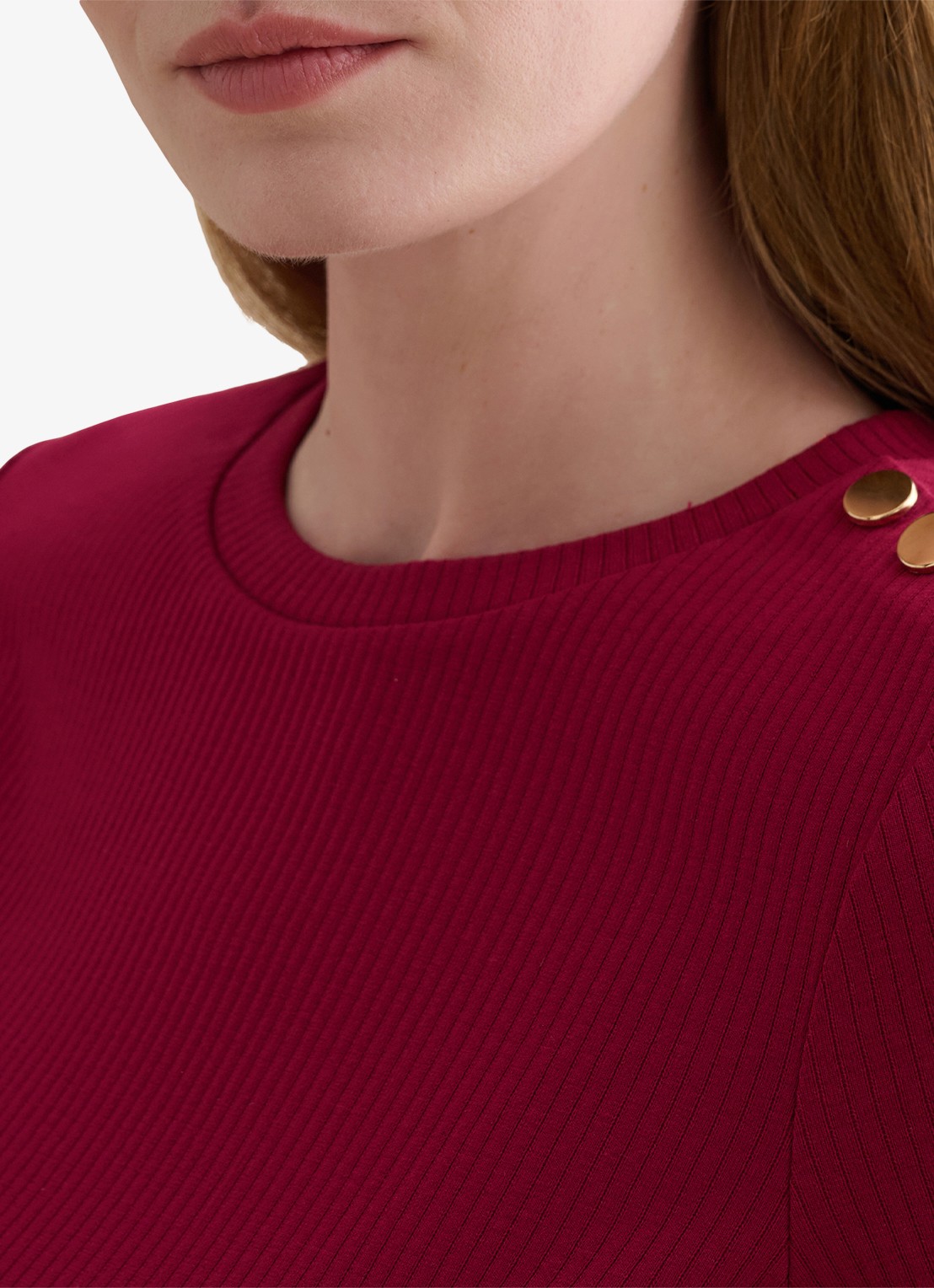 Hobbs Tamsin T-shirt met ribstructuur - detail 4 roze