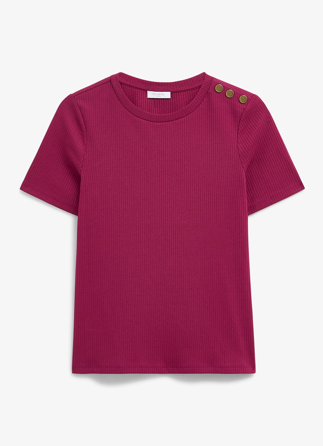 Hobbs Tamsin T-shirt met ribstructuur - voorkant 2 roze